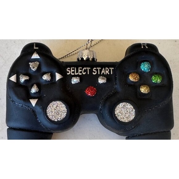 Unbranded Black w/Glitter Silver Gaming Remote Hanging Christmas Ornament 3"Tall - Picture 10 of 11